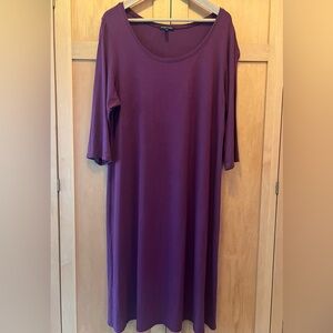 Eileen Fisher Plum Jersey Knit Scoop Neck Dress XL